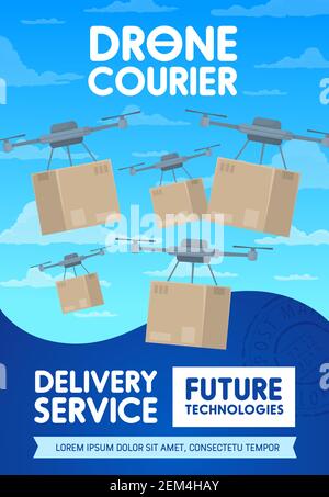 future delivery drone cartoon vector illustration Stock Vector Image ...
