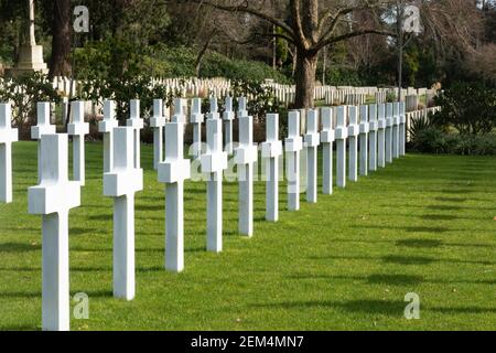 American war graves at Brookwood Military Cemetery, Surrey, England, the only American Military Cemetery of World War I in the UK Stock Photo