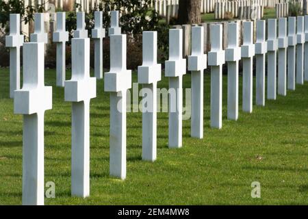 American war graves at Brookwood Military Cemetery, Surrey, England, the only American Military Cemetery of World War I in the UK Stock Photo