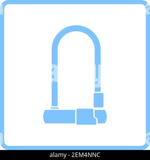 Bike Lock Icon. Blue Frame Design. Vector Illustration. Stock Vector