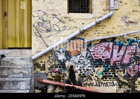 Nice graffiti on  a wall  in Kuala Lumpur, Malaysia Stock Photo