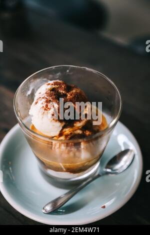 Affogato coffee with ice cream on a glass cup Stock Photo - Alamy