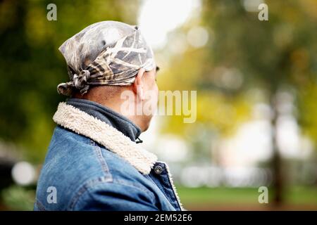 Side profile of a mature man Stock Photo