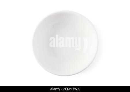 White ceramic cup isolated on white background. View from above Stock Photo