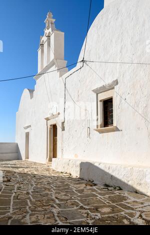 The church in Castro (Kastro), the oldest part of the Chora town on Folegandros island. Cyclades, Greece Stock Photo