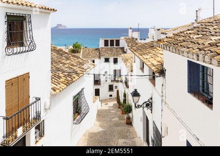 Nice view of the white houses in the old town of Altea, Costa Blanca, Alicante, Spain Stock Photo