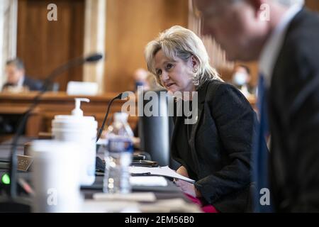 Washington, United States. 24th Feb, 2021. Senator Cindy Hyde-Smith, a Republican from Mississippi.speaks during her confirmation hearing before the Senate Committee on Energy and Natural Resources, at the U.S. Capitol in Washington DC, on Wednesday, February 24, 2021. Photo by Sarah Silbiger/UPI Credit: UPI/Alamy Live News Stock Photo