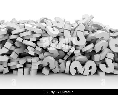 Close up image of large pile of question marks. 3D render. Questions conceptual business background Stock Photo