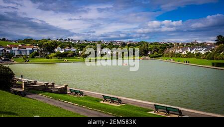 Cold Knap marine boating lake at Barry island in the Vale of Glamorgan,  South Wales Stock Photo