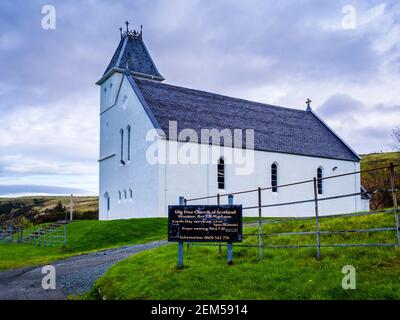 Uig Free Church is located just outside Uig on the Isle of Skye Stock Photo