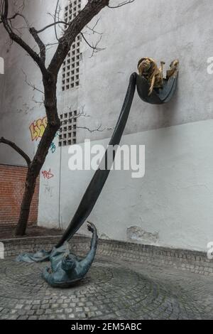 The Carl Lutz Memorial in Dob utca in Budapest Stock Photo