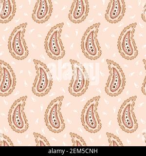 Hand-Drawn Artistic Pastel Colored Paisley Swirls Vector Seamless Foulard Pattern Stock Vector