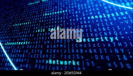Code, Big data, investment, security, network business, tech background blue with data. Concepts tech code. Stock Photo