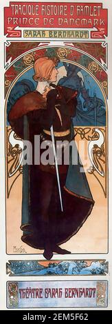 Alphonse Mucha, advertising poster for Hamlet with Sarah Bernhardt, colour lithograph, 1904.  Alfons Maria Mucha (1860 -1939) was a Czech Art Nouveau painter, illustrator and graphic artist, Stock Photo