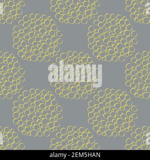 Abstract bubble vector pattern background. Small circles within large circular shapes soap or water bubbles. Transparent effect geometric repeat grey Stock Vector