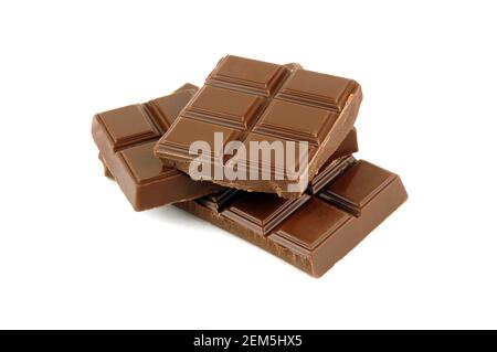 Pieces of chocolate isolated on white background Stock Photo