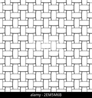A vector seamless pattern with rattan texture. Black and white illustration. Stock Vector