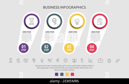 Business vector infographic circles for four label, diagram, graph, presentations. Concept with 4 options used with content, flowchart, steps, time Stock Vector