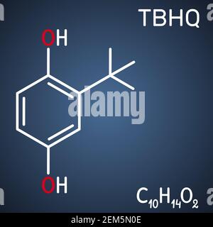 TBHQ, tert-Butylhydroquinone, tertiary butylhydroquinone molecule. It ...