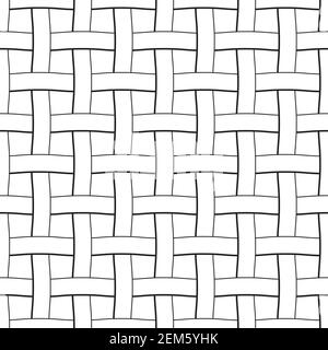 A vector seamless pattern with wicker texture. Black and white illustration. Stock Vector