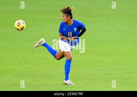 Orlando, United States. 24th Feb, 2021. Cristiane (#11 Brazil) kicks the ball during the SheBelieves Cup International Womens match between Argentina and Canada at Exploria Stadium in Orlando, Florida. Credit: SPP Sport Press Photo. /Alamy Live News Stock Photo