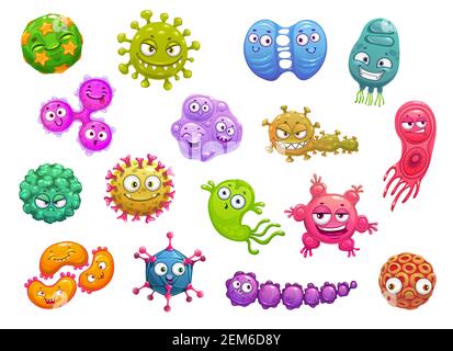 Evil bacteria characters. Comic angry face germs Stock Vector Image ...