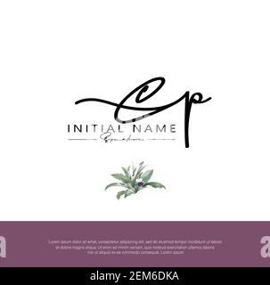 C P CP Initial letter handwriting and signature logo. Beauty vector initial logo .Fashion, boutique, floral and botanical Stock Vector