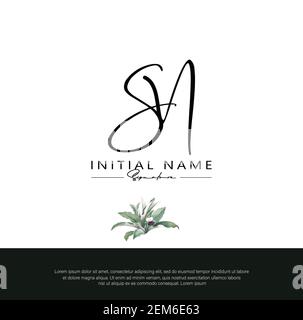 S N SN Initial letter handwriting and signature logo. Beauty vector initial logo .Fashion, boutique, floral and botanical Stock Vector