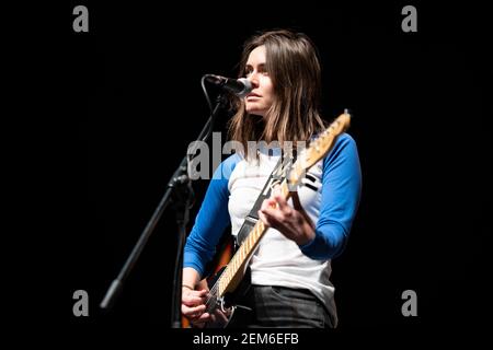 Madrid, Spain. 24th Feb, 2021. Artist Maika Makovski performs during the presentation of her new work 'MKMK' at the International Festival of Sacred Art theatres in Madrid. Credit: SOPA Images Limited/Alamy Live News Stock Photo