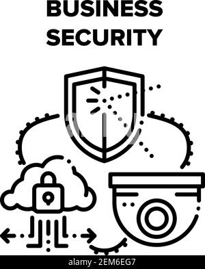 Business Security Technology Vector Black Illustrations Stock Vector