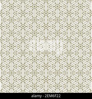 Japanese seamless Kumiko pattern in golden with .Thin lines. Stock Vector