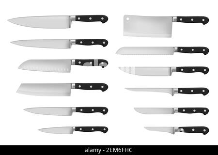 FIsh Cutting Knives Set. Poster Butcher Diagram and Scheme Stock