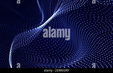 Abstract blue background. Technology background. Big data Abstract background Wave of blue particles Digital data structure composed of dotted element Stock Vector
