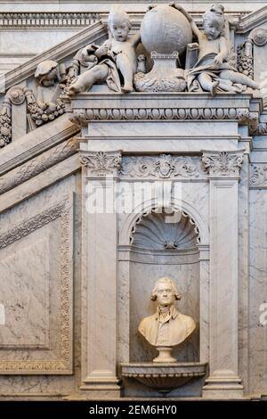 Bust of Thomas Jefferson, statue by Jean-Antoine Houdon inside the Library of Congress, Washington DC, District of Columbia, USA Stock Photo