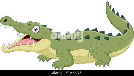 Cartoon crocodile isolated on white background Stock Vector