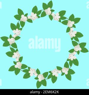 Vector round frame with colorful snowy berries and leaves. Template with place for text. Bright floral pattern. Stock Vector