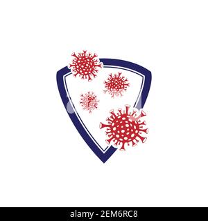 Red virus symbol shield outline Stock Vector