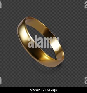 Gold wedding ring. 3D render of golden ring. Vector illustration Stock Vector