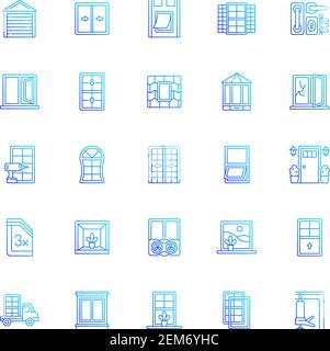 Window and door installation service RGB color icons set Stock Vector
