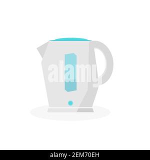 Futuristic grey electric kettle with glass and power-on display. Flat vector illustration Stock Vector
