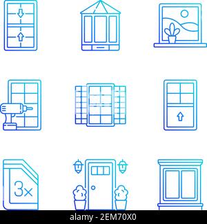 Installation services RGB color icons set Stock Vector
