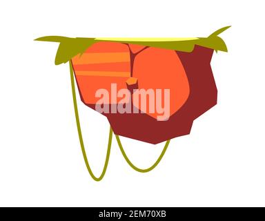 Stone game island, hanging island with green grass for gi cartoon vector illustration Stock Vector