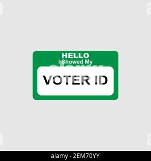 Hello I Showed My Voter ID text isolated on white background Stock Vector