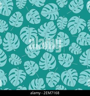 Monstera tropical leaf in a vector seamless pattern. Stock Vector