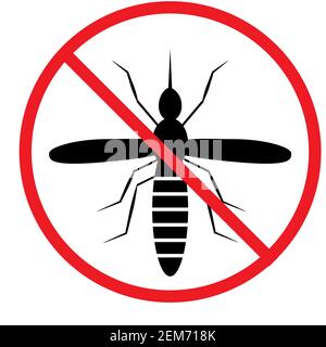 mosquito warning sign. anti mosquitoes icon on white background. prohibition sign. stop zika virus. Stock Photo