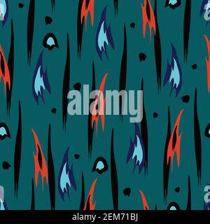 Seamless vector texture pattern on turquoise background. Animal fur abstract wallpaper design. Ideal on fabric, textile, fashion, home decoration. Stock Vector