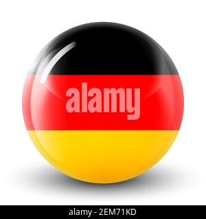Glass light ball with flag of Germany. Round sphere, template icon. German national symbol. Glossy realistic ball, 3D abstract vector illustration Stock Vector