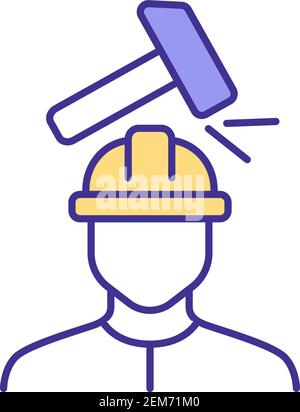 Work-related injuries RGB color icon Stock Vector