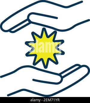 Energy healing technique RGB color icon Stock Vector