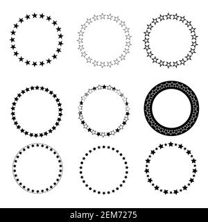 set abstract star circle icon on white background. flat style. star circle icon for your web site design, logo, app, UI. stars in circle symbol. Stock Photo